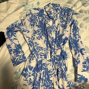 NWOT A New Day Blue and White Floral Shirt